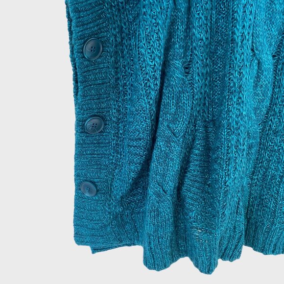 Debbie Morgan Sweater Poncho Blue Women's Medium Knit Scoop-Neck Pullover New - Picture 7 of 13